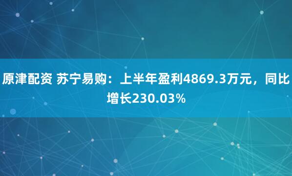 原津配资 苏宁易购：上半年盈利4869.3万元，同比增长230.03%